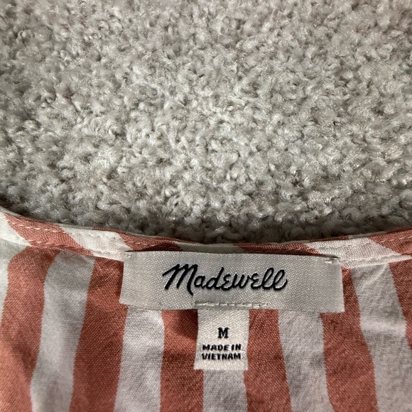Madewell Courtyard cropped Ruffle-Hem Top | Sz M Orange and white - Picture 2 of 6